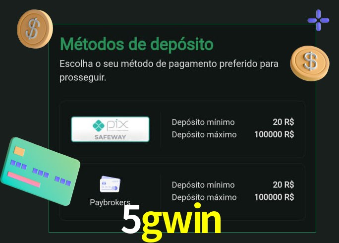 O cassino 5gwin oferece uma grande variedade de métodos de pagamento
